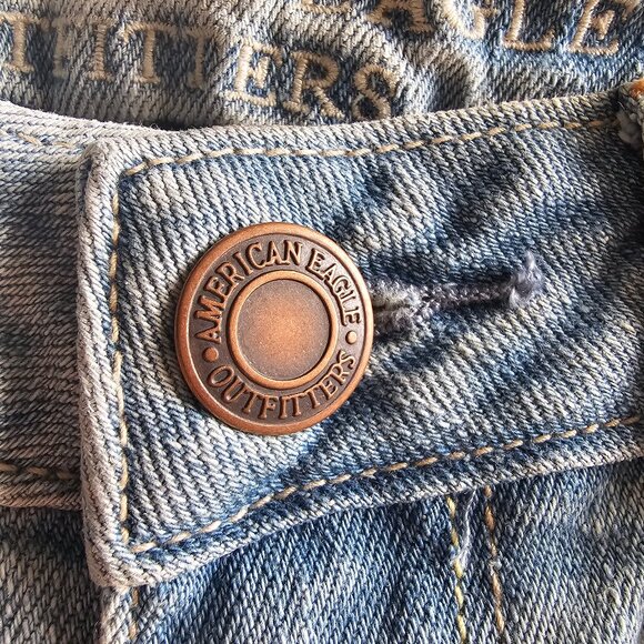 American Eagle Distressed Ripped Skinny Stretch Jeans - 2013 - Light Wash - Sz 0 - Picture 12 of 16